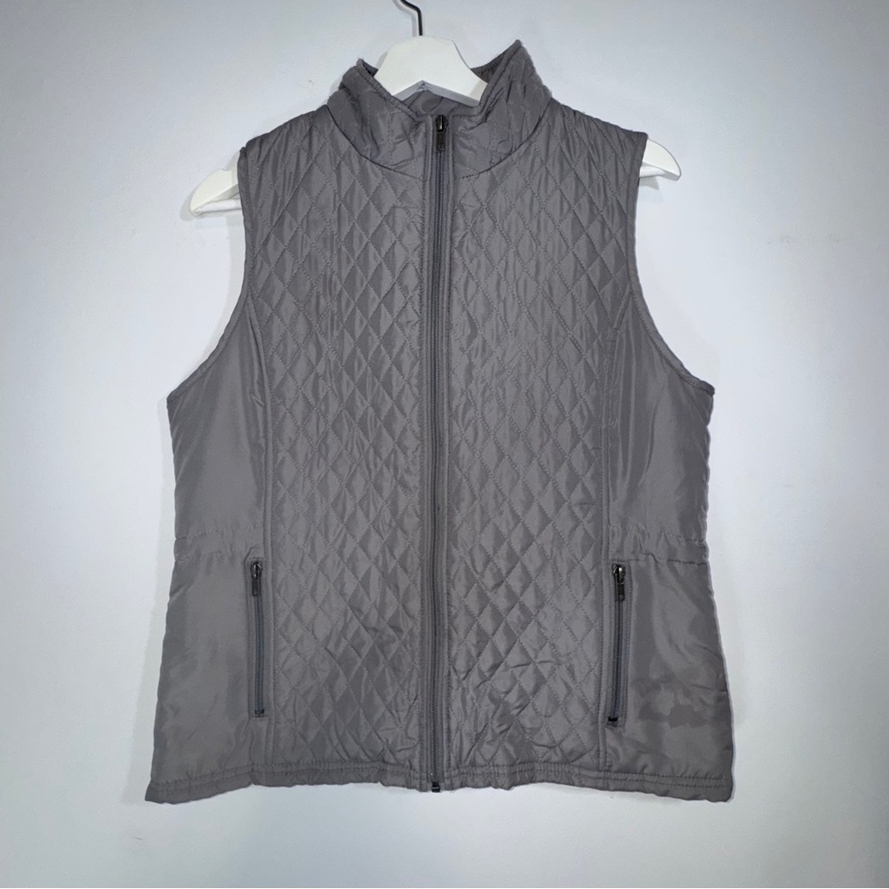 Relativity Gray Quilted Zip Front Vest Women’s Plus‎ Size PL